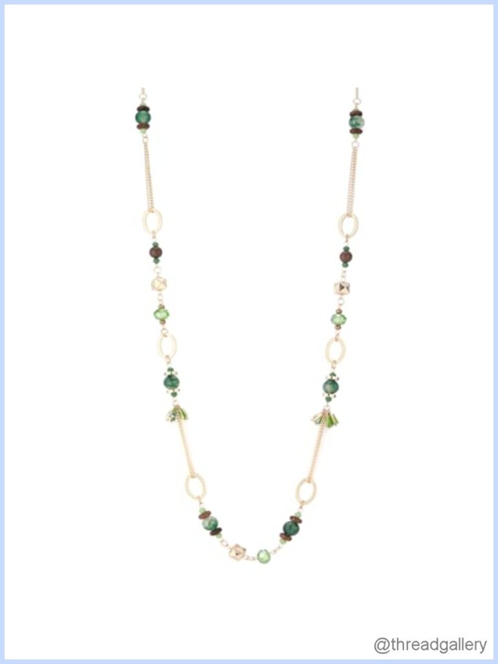 Long Beaded Statement Necklace Gold Tone Chain Boho Costume Jewelry Gift
